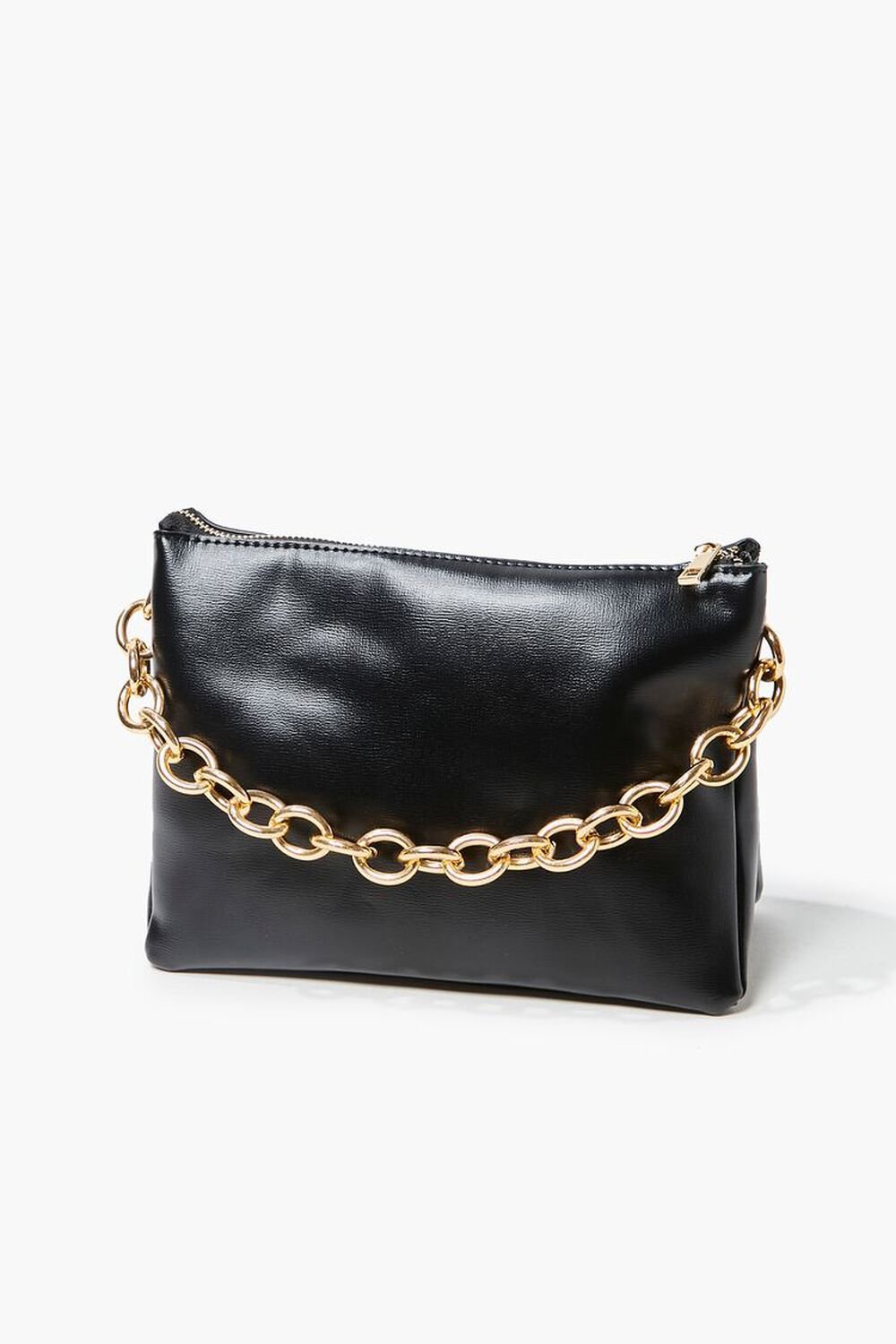 BLACK Chain Faux Leather Crossbody Bag, image 1