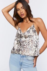 IVORY/MULTI Abstract Marble Print Cami, image 1