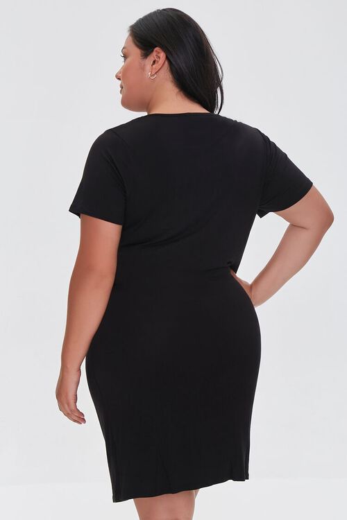 BLACK Plus Size Drawstring T-Shirt Dress, image 3