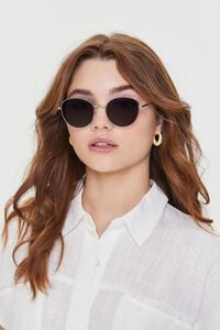 GOLD/GREY Tinted Round Sunglasses, image 1