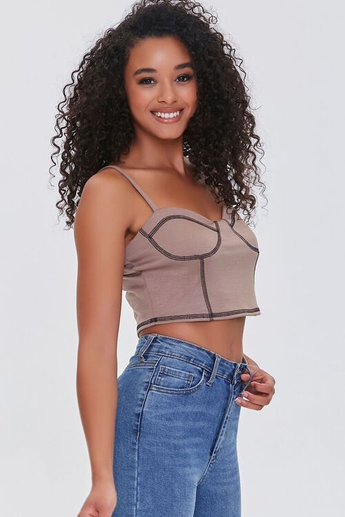 TAUPE/BLACK Sweetheart Cropped Cami, image 2