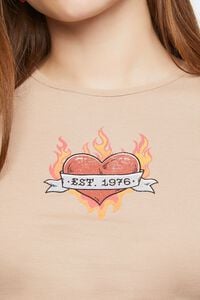 TAUPE/MULTI Flaming Heart Graphic Baby Tee, image 4