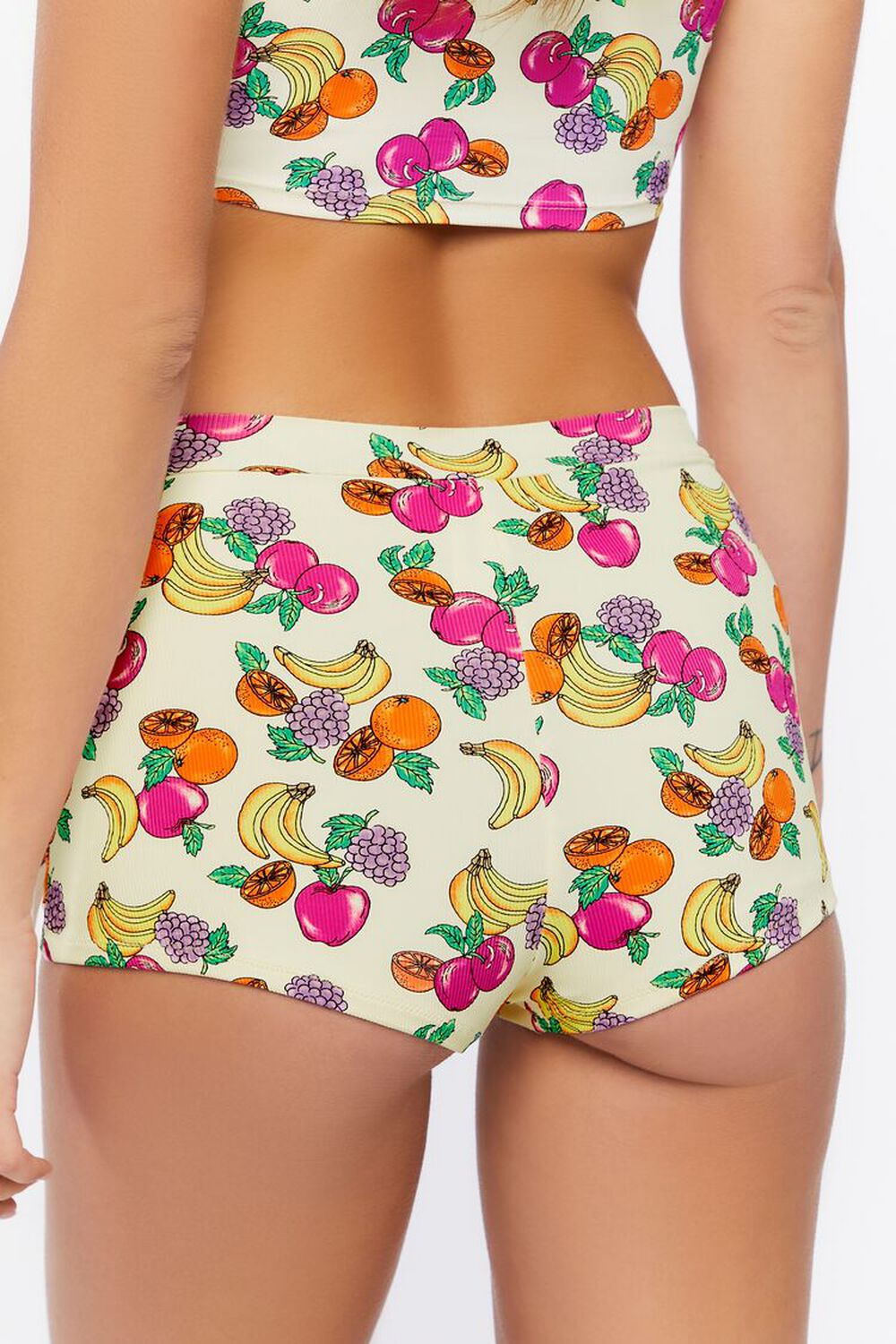 VANILLA/MULTI Fruit Print Skort Bikini Bottoms, image 3