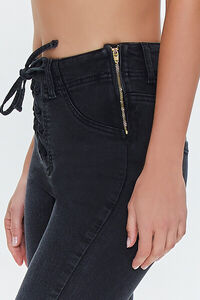 WASHED BLACK High-Rise Lace-Up Bootcut Jeans, image 6