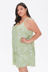 SAGE/CREAM Plus Size Tropical Leaf Print Dress, image 2