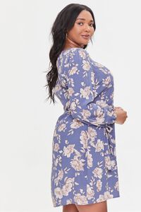 BLUE/MULTI Plus Size Floral Mini Dress, image 2