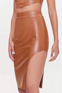 CAMEL Faux Leather Crop Top & Skirt Set, image 6