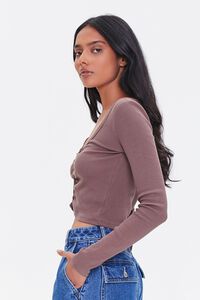 CHOCOLATE Ruched Button-Up Top, image 2