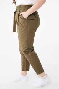 Plus Size Belted Paperbag Pants, image 2
