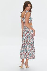 CREAM/MULTI Floral Print Crop Top & Midi Skirt Set, image 3