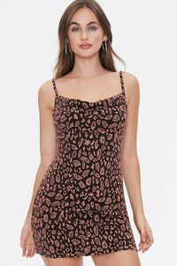 BROWN/BLACK Leopard Print Mini Dress, image 1