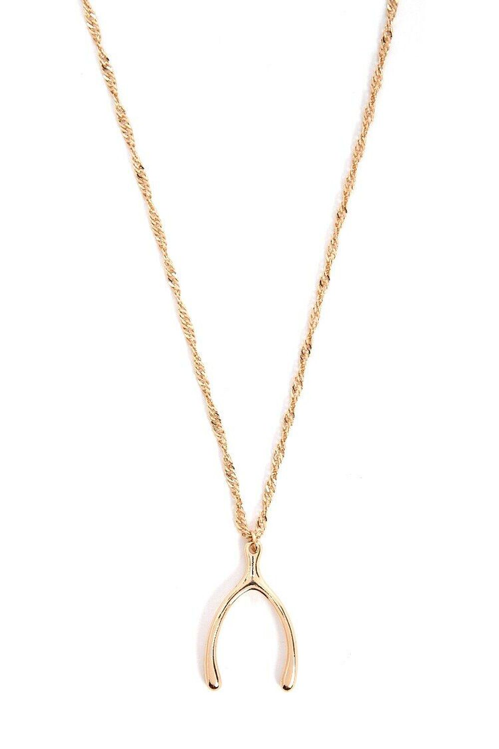 GOLD Wishbone Rope Chain Necklace, image 1