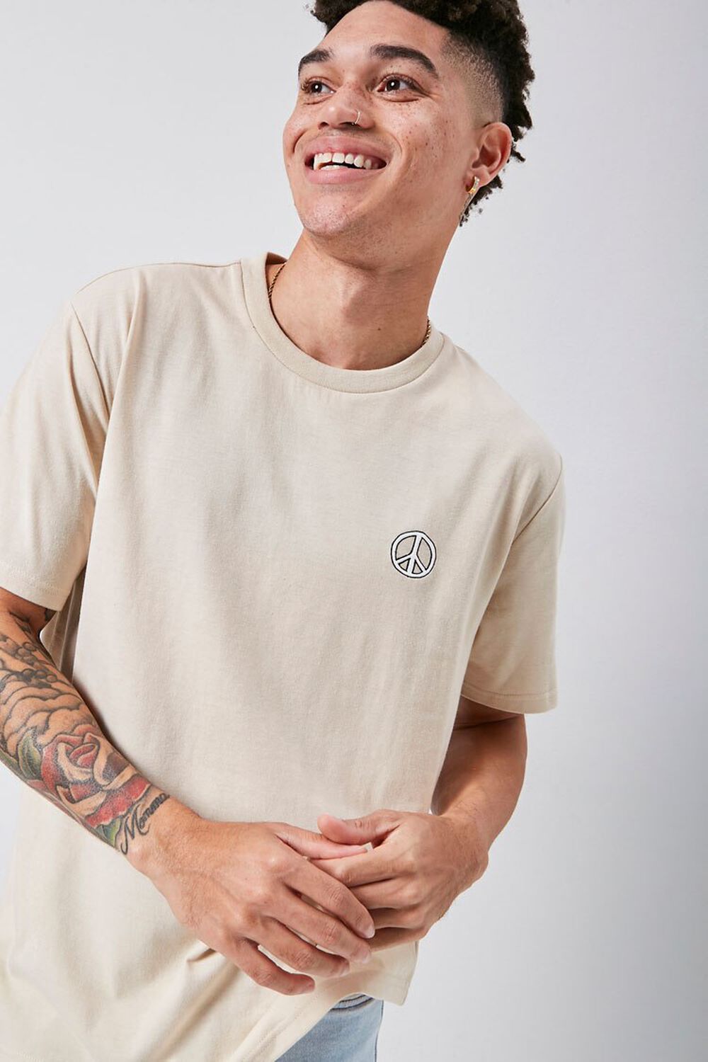 Embroidered Peace Graphic Tee, image 1