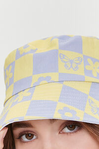 LIME/LIGHT BLUE Butterfly Checkered Bucket Hat, image 3