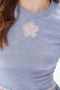 SKY BLUE Cutout Floral Cropped Tee, image 6