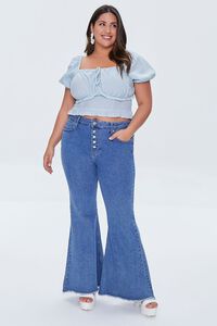 BLUE/WHITE Plus Size Gingham Crop Top, image 4