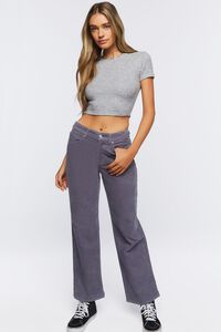 HEATHER GREY Ribbed Knit Cropped Tee, image 4