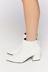 WHITE Pointed Toe Block Heel Booties, image 2