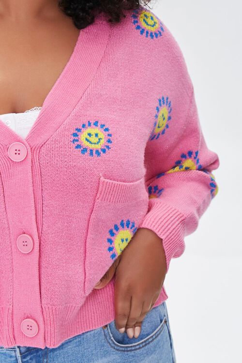 PINK/MULTI Plus Size Floral Cardigan Sweater, image 6