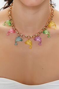GOLD/MULTI Dolphin Pendant Chain Necklace, image 1