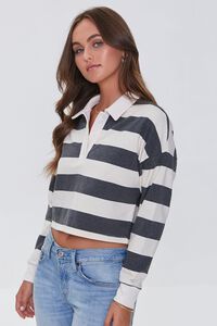 CHARCOAL/CREAM Striped Rugby Shirt, image 1
