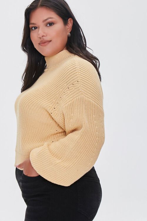 YELLOW Plus Size Mock Neck Sweater, image 2