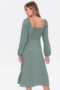 DARK GREEN Peasant-Sleeve Sweetheart Dress, image 3