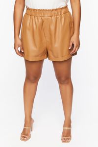ALMOND Plus Size Faux Leather Shorts, image 2