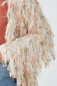 IVORY/MULTI Feathered-Trim Knit Cardigan, image 5