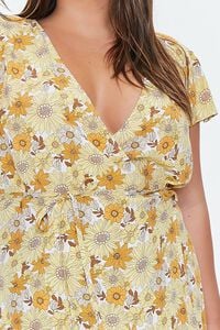 YELLOW/MULTI Plus Size Floral Print Wrap Mini Dress, image 5