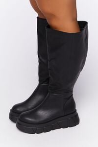 BLACK Faux Leather Calf-High Boots (Wide), image 2