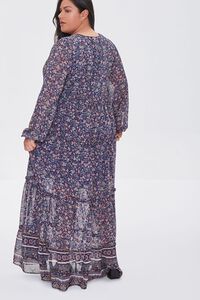 NAVY/MULTI Plus Size Chiffon Floral Maxi Dress, image 3