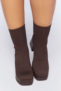 BROWN Ribbed Sock Booties (Wide), image 4