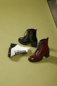 BLACK Faux Patent Leather Lug-Sole Booties, image 2