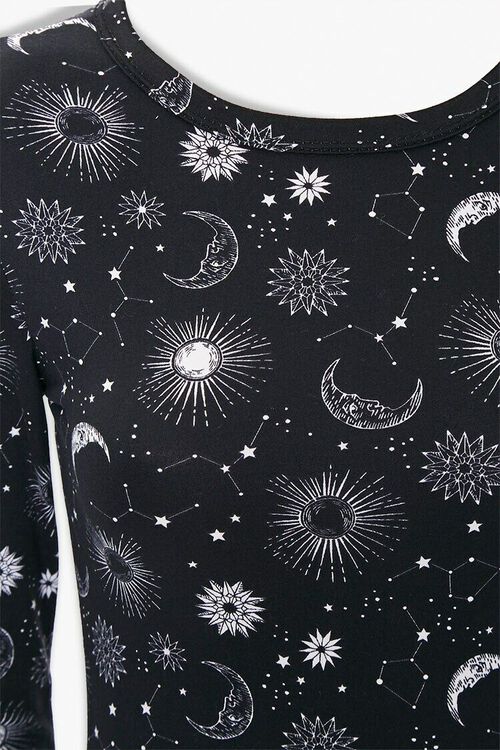 BLACK/WHITE Celestial Print Bodycon Dress, image 4