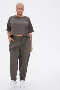 DARK GREY Plus Size French Terry Tee & Joggers Set, image 1