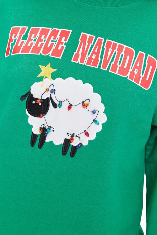 GREEN/MULTI Fleece Navidad Sheep Pullover, image 5