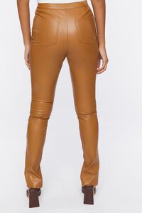 TAN Faux Leather Split-Hem Pants, image 4