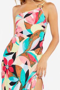 PINK/MULTI Abstract Floral One-Shoulder Dress, image 5