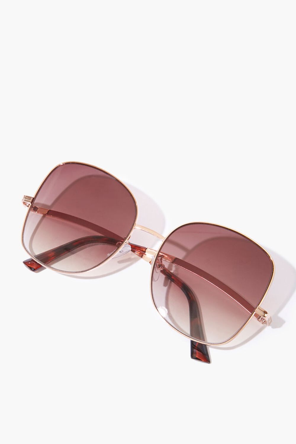 ROSE GOLD/BROWN Square Tinted Sunglasses, image 3