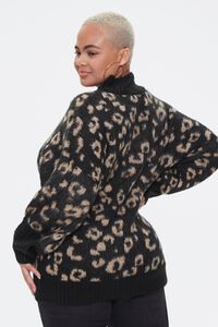 BLACK/BLUE Plus Size Leopard Print Sweater, image 3