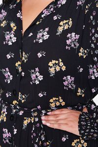 BLACK/MULTI Plus Size Floral Print Buttoned Dress, image 5