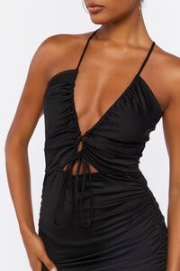 BLACK Ruched Cutout Mini Dress, image 5