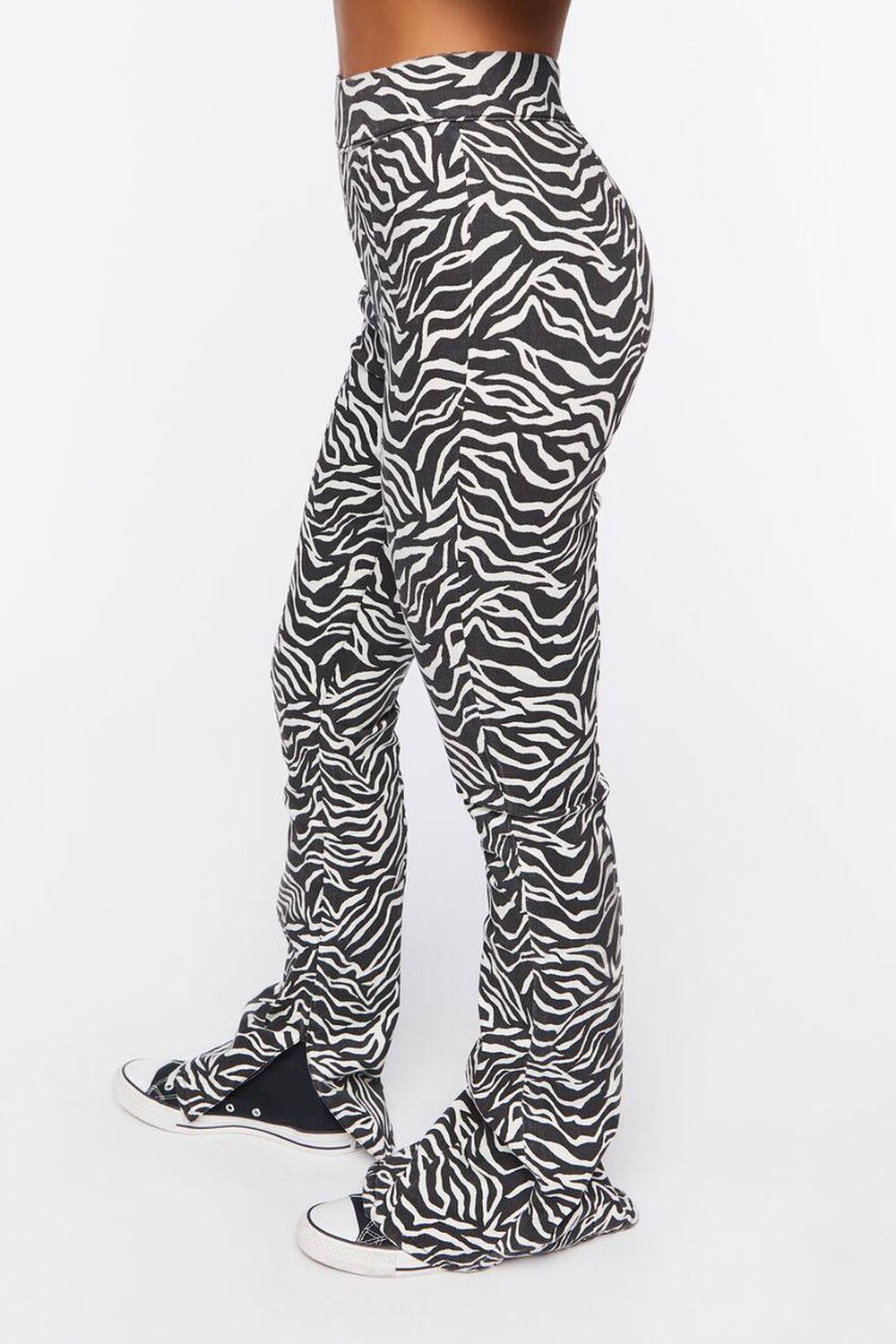 BLACK/WHITE Zebra Print Bootcut Jeans, image 3