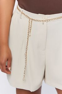 Plus Size Chain Belt Pintucked Shorts, image 6