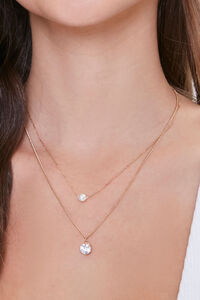 GOLD/CLEAR Layered CZ Pendant Necklace, image 1