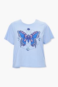 LIGHT BLUE Plus Size Butterfly Graphic Tee, image 1