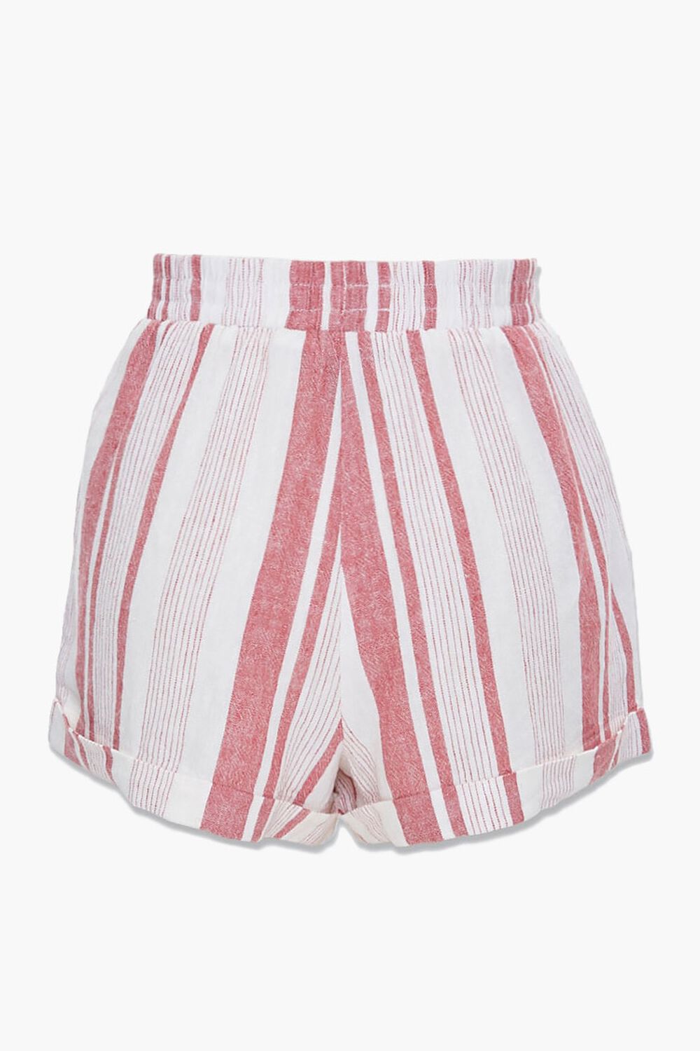 WHITE/RED Striped Linen-Blend Shorts, image 3