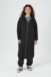 BLACK Fleece Longline Zip-Up Hoodie, image 4