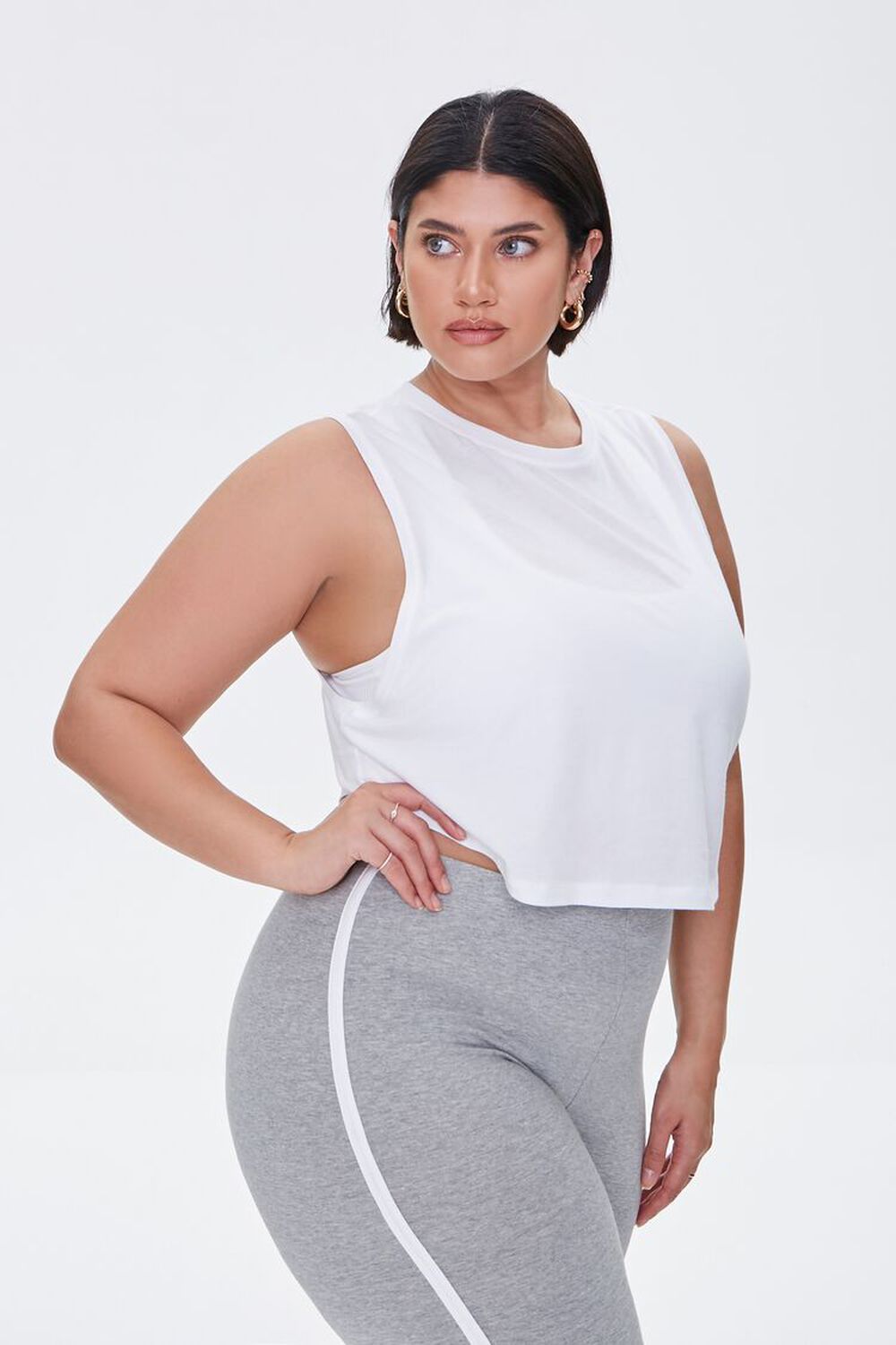 WHITE Plus Size Active Muscle Tee, image 1